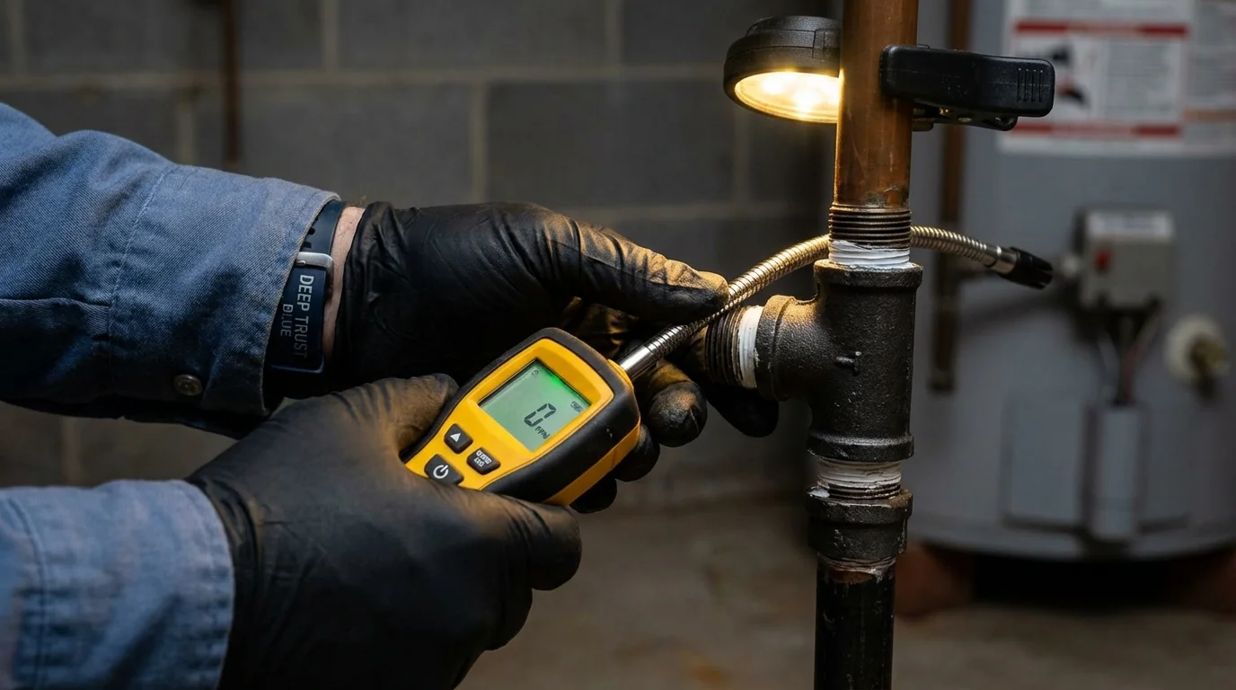 Gas leak detection with electronic sniffer by Johns Plumbing LLC in Leominster
