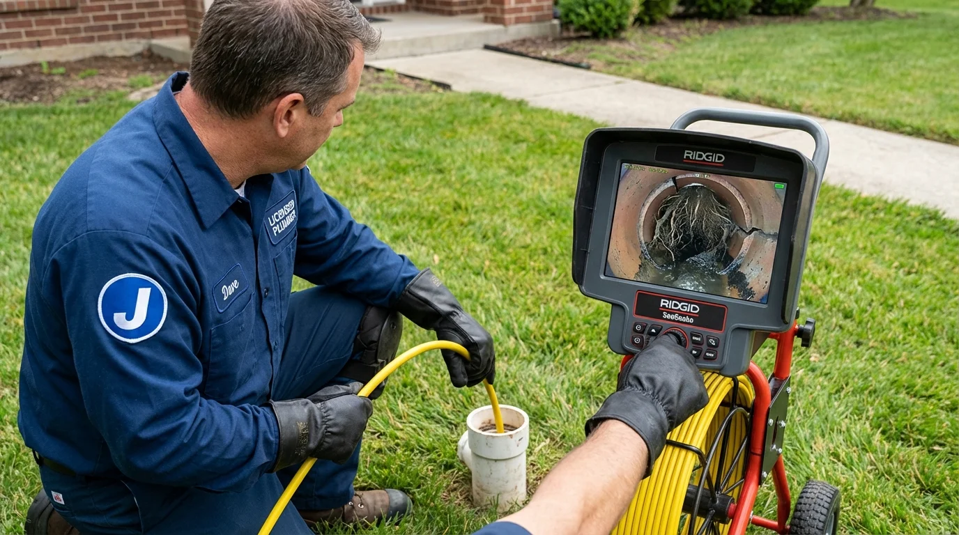 Sewer camera inspection being performed by Johns Plumbing LLC in Leominster
